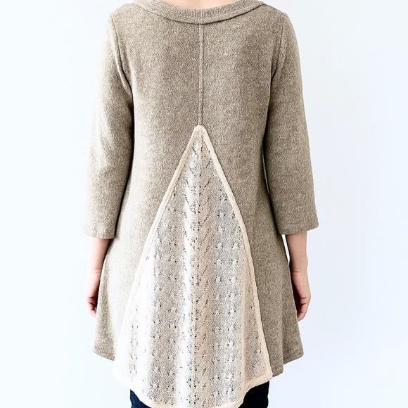 Avatar Tan Lace Back Hi Low Knit Top - Picture 12 of 12